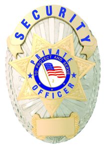 First Class Security Private Officer Gold on Silver Shield Badge
