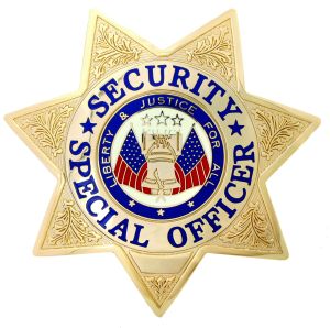 First Class Security Special Officer Gold 7-Point Star Badge