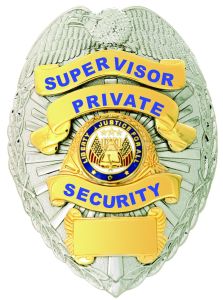 First Class Supervisor Private Security Gold on Silver Shield Badge