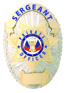 First Class Sergeant Private Officer Gold on Silver Shield Badge