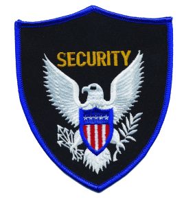 Security Shoulder Patch (White/Gold on Black/Blue)