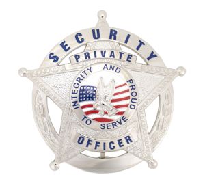 First Class Security Private Officer Silver 5-Star in Circle Badge