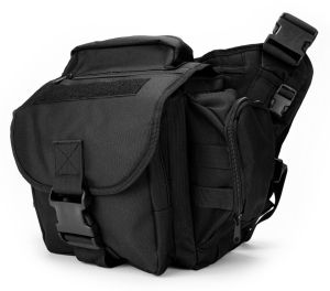First Class Nylon Over Shoulder Bag “Push Pack” (Black)
