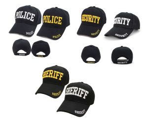 Black and Navy Caps with ID on Front, Rim, and Back